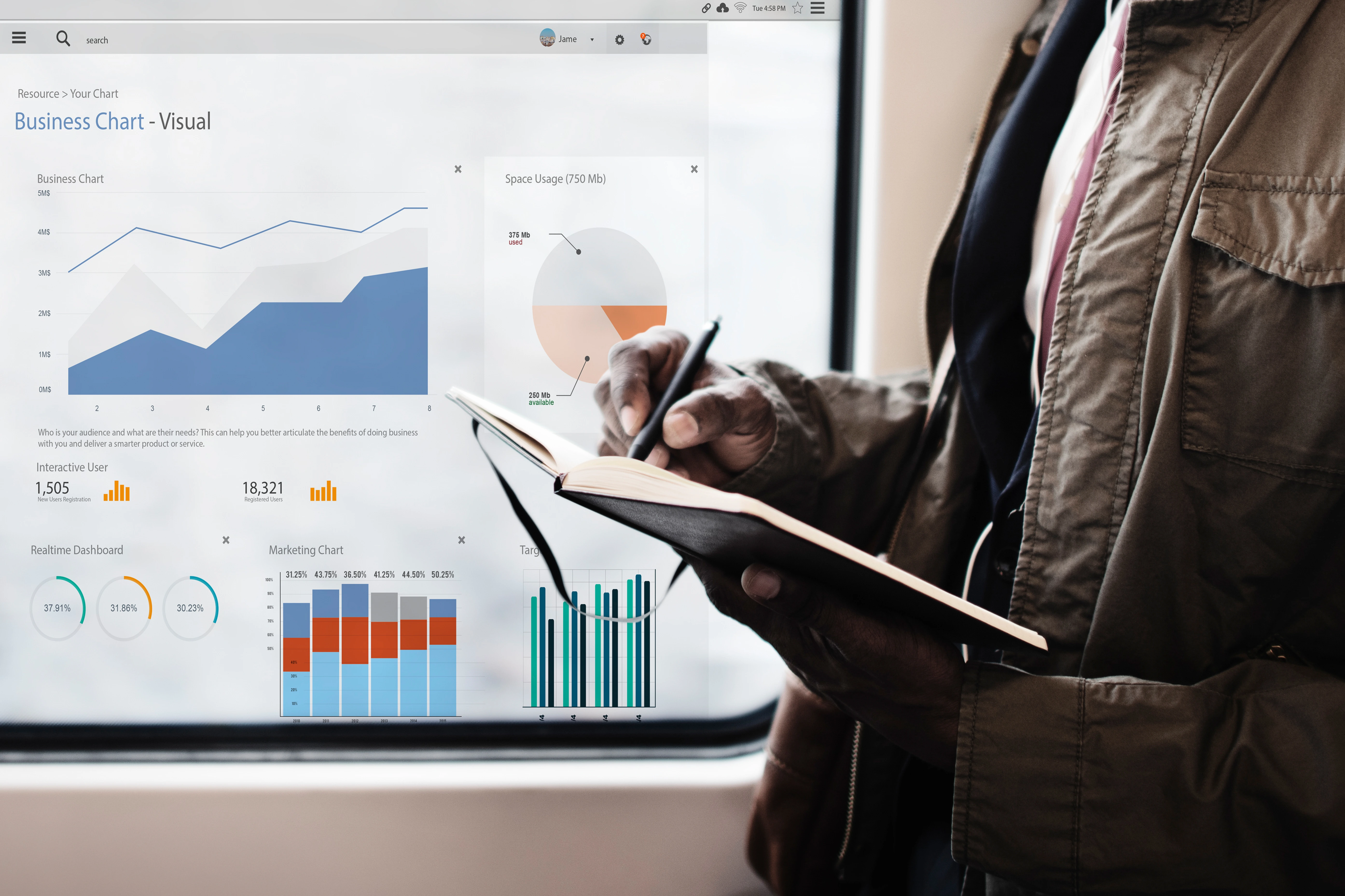 Screenshot of the “business summary” in a sample marketing plan template